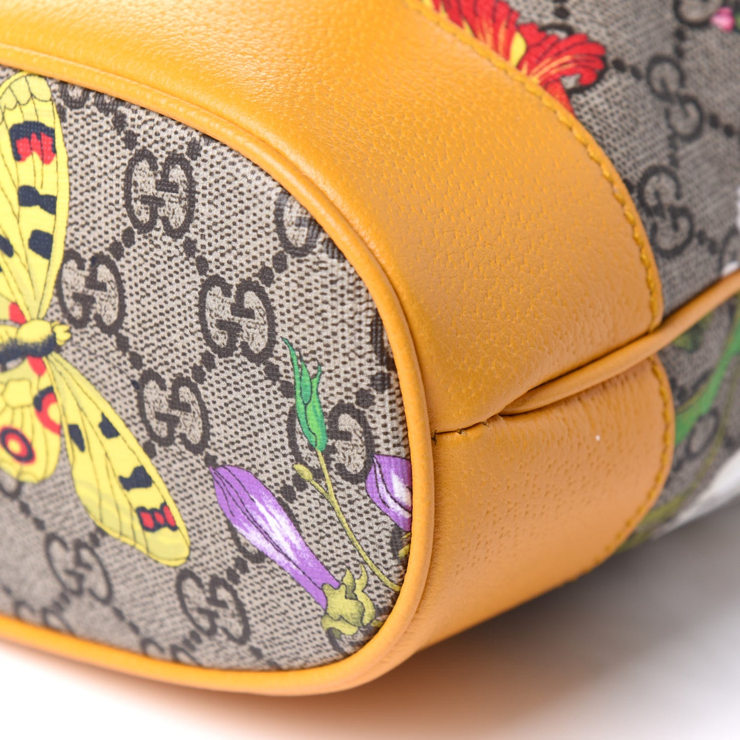 GG Supreme Monogram Flora Small Ophidia Bucket Bag Beige Multicolor Crop