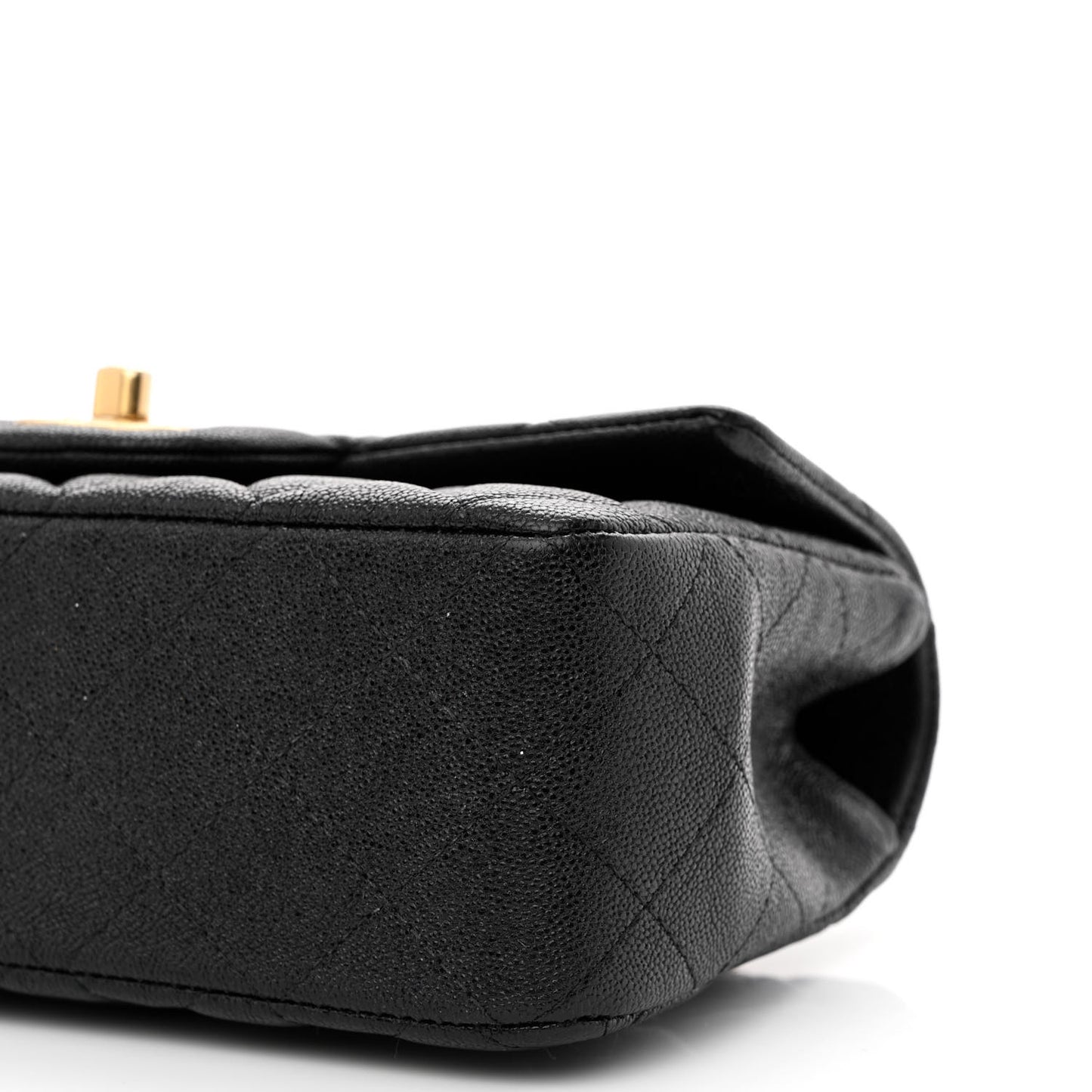 Caviar Quilted Mini Top Handle Rectangular Flap Black