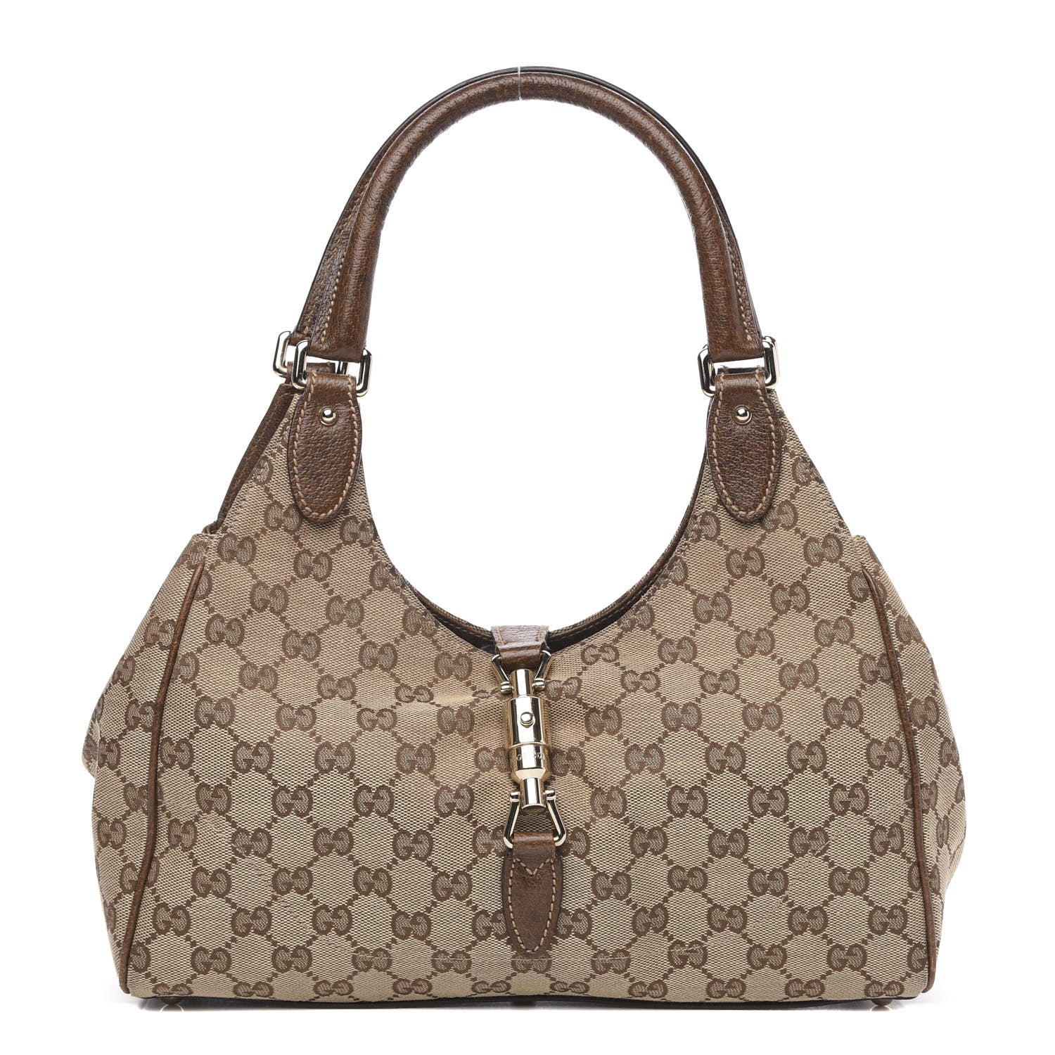 Gucci Monogram Calfskin Bardot Tote Brown 1 of 16