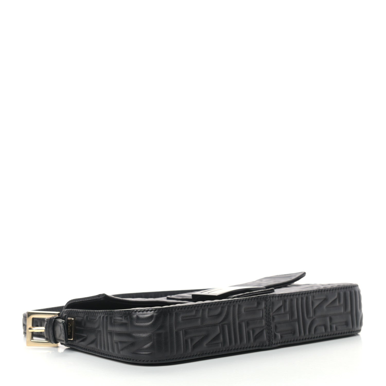 Fendi Nappa Logo Embossed Baguette Black 3 of 10