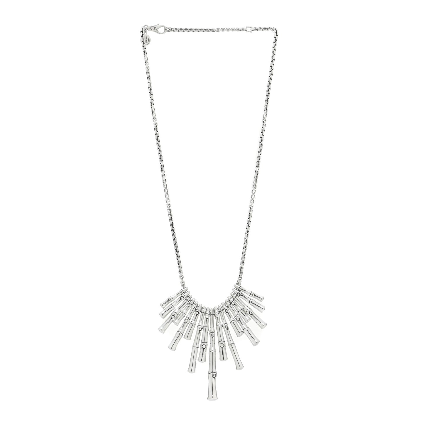 Sterling Silver Bamboo Dangling Bib Necklace