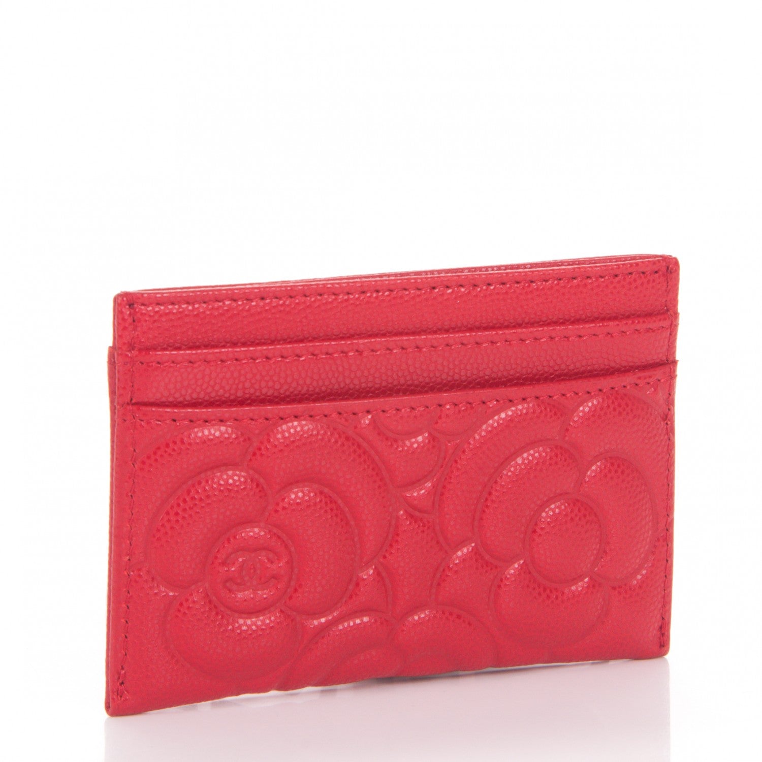 Chanel Caviar Camellia Embossed Card Holder Red 3 of 7