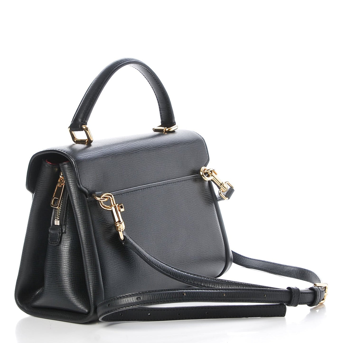 Calfskin Lucia Top Handle Tote Black