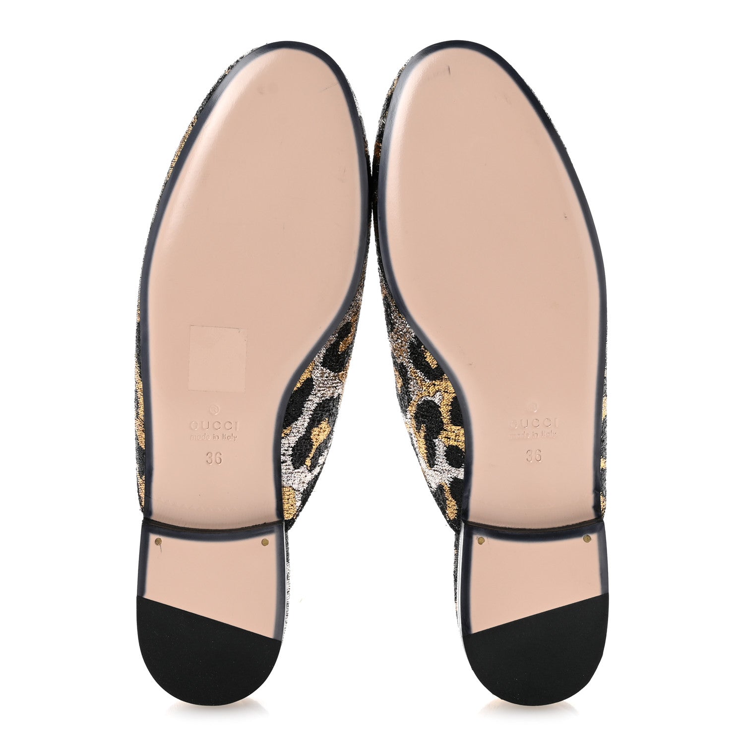 Gucci Lurex Jacquard Leopard Embroidered Womens Princetown Slippers 36 Black Gold 6 of 12
