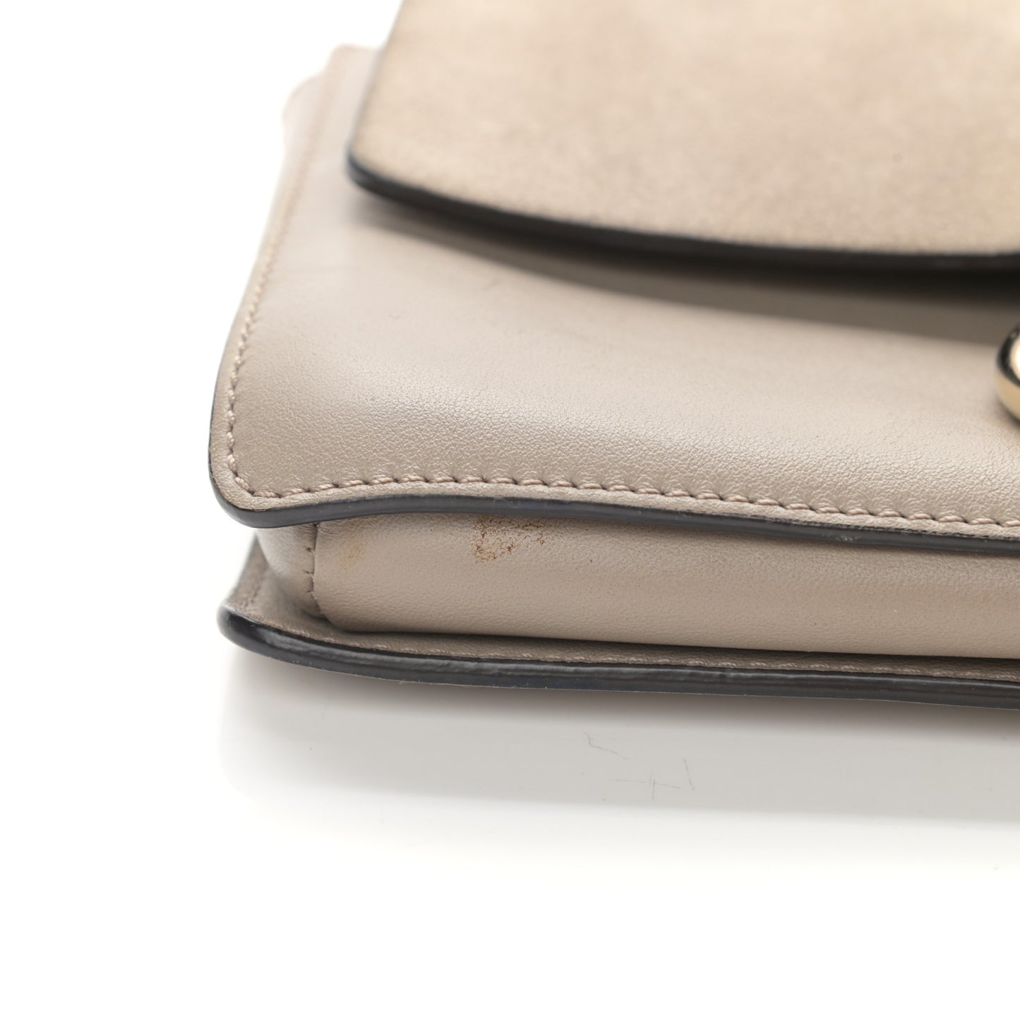 Suede Calfskin Small Faye Shoulder Bag Motty Grey