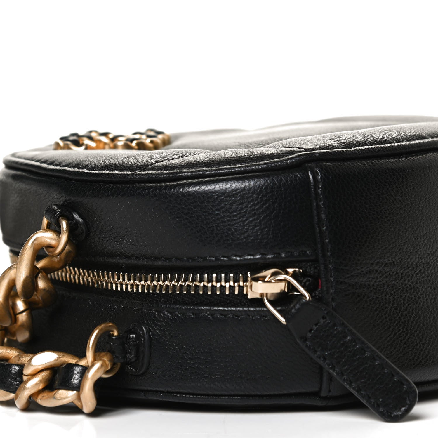 Chanel Goatskin Quilted Chanel 19 Round Clutch With Chain Black 5 of 11