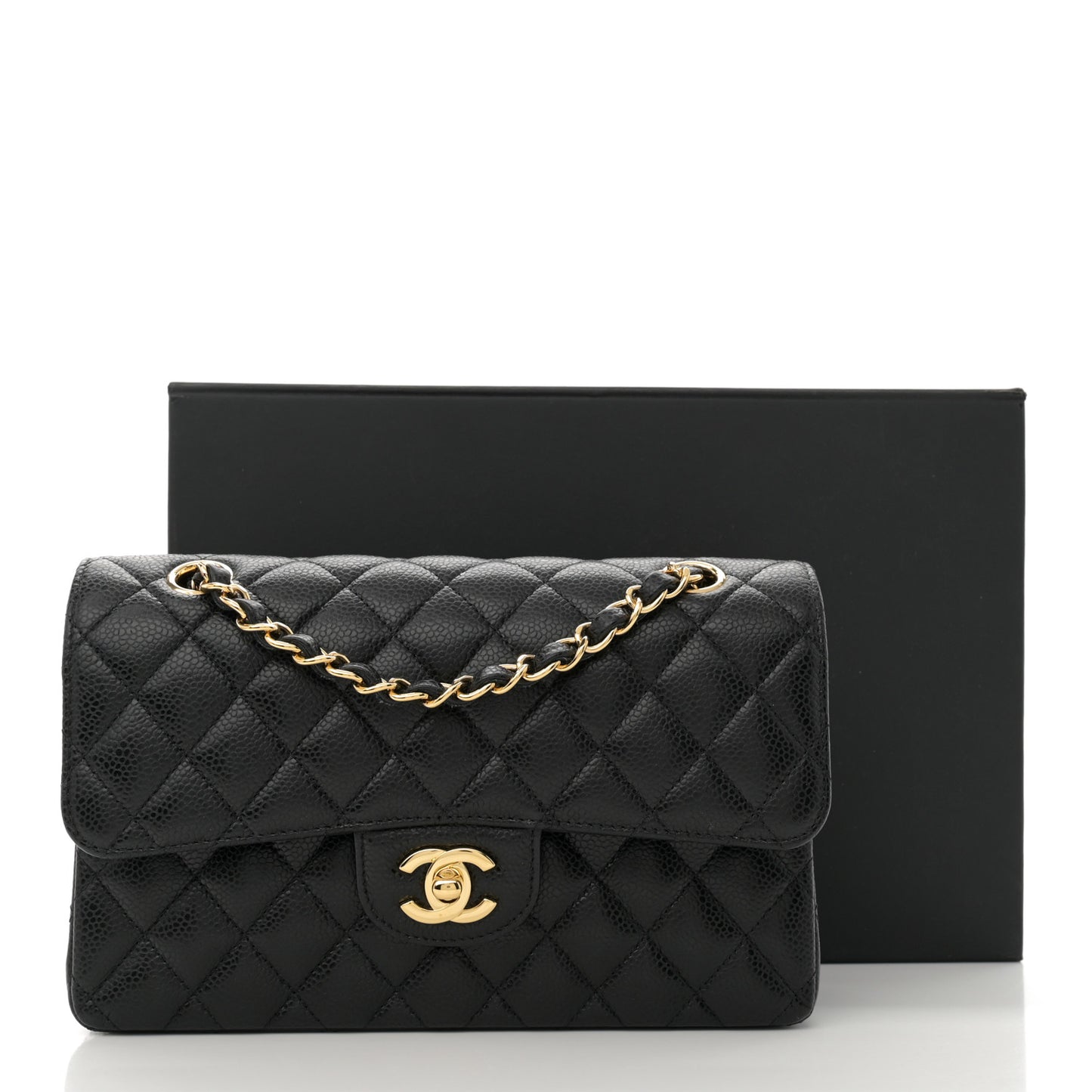 Caviar Quilted Small Double Flap Black
