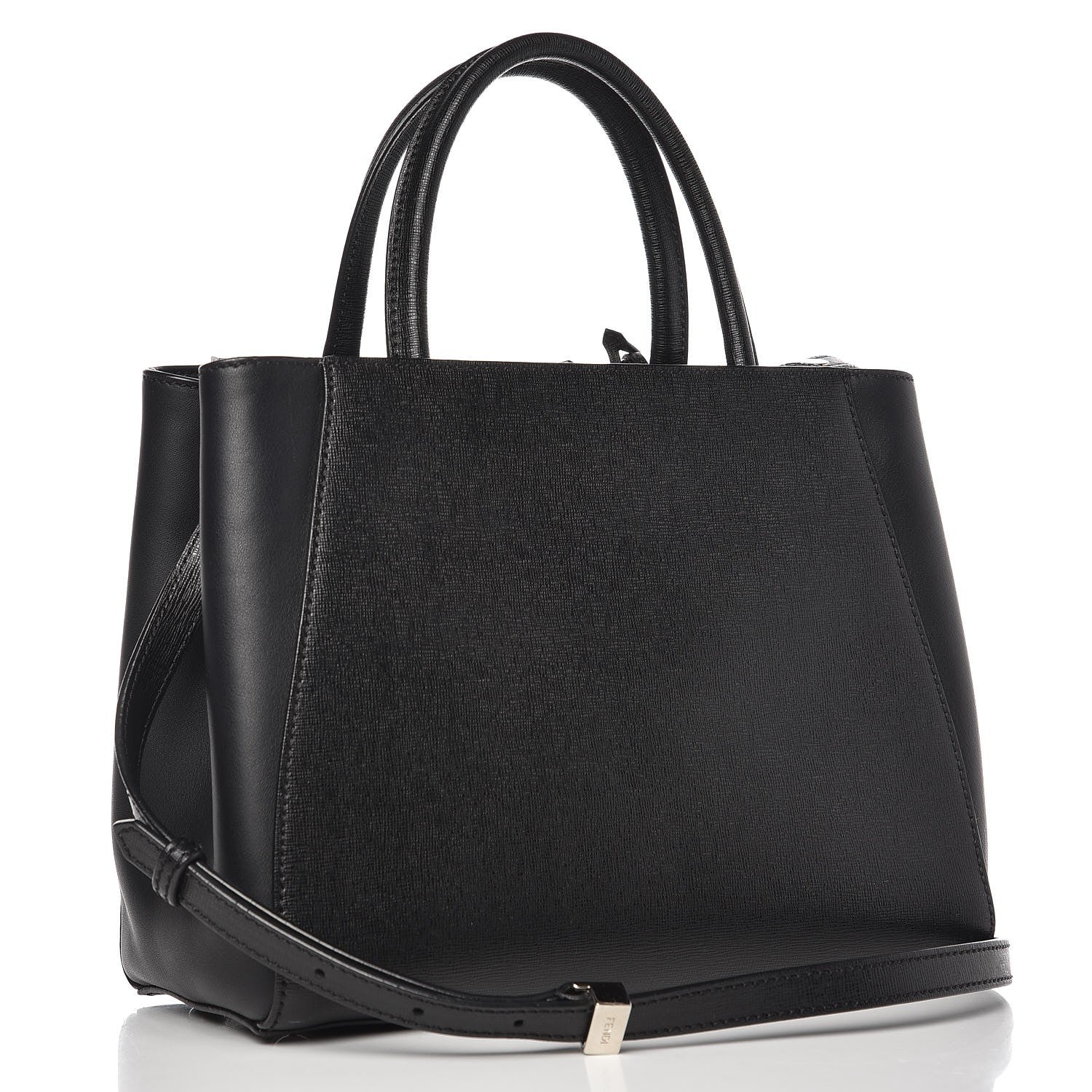 Fendi Saffiano Monster Colorblock Petite 2Jours Tote Black 3 of 10