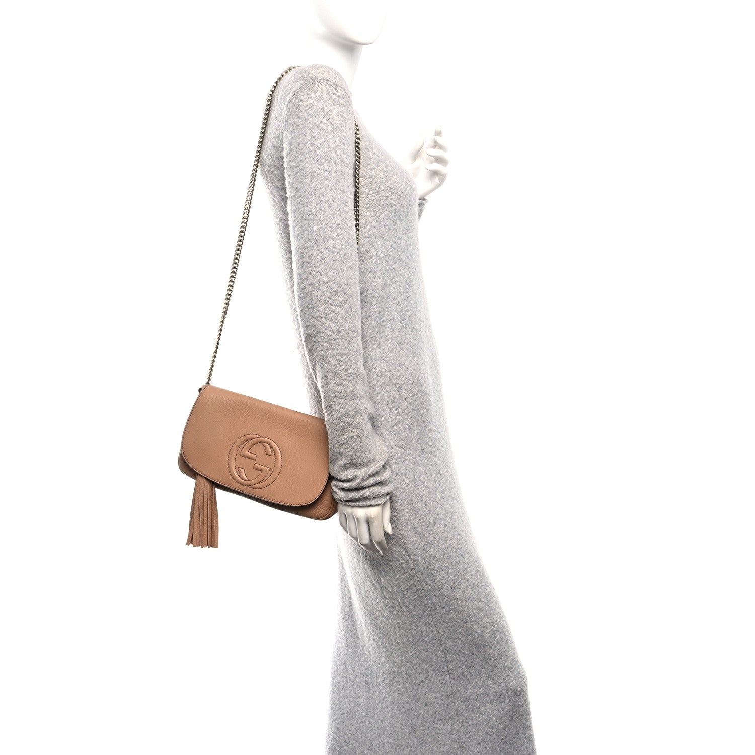 Gucci Pebbled Calfskin Medium Soho Flap Crossbody Camelia 2 of 10