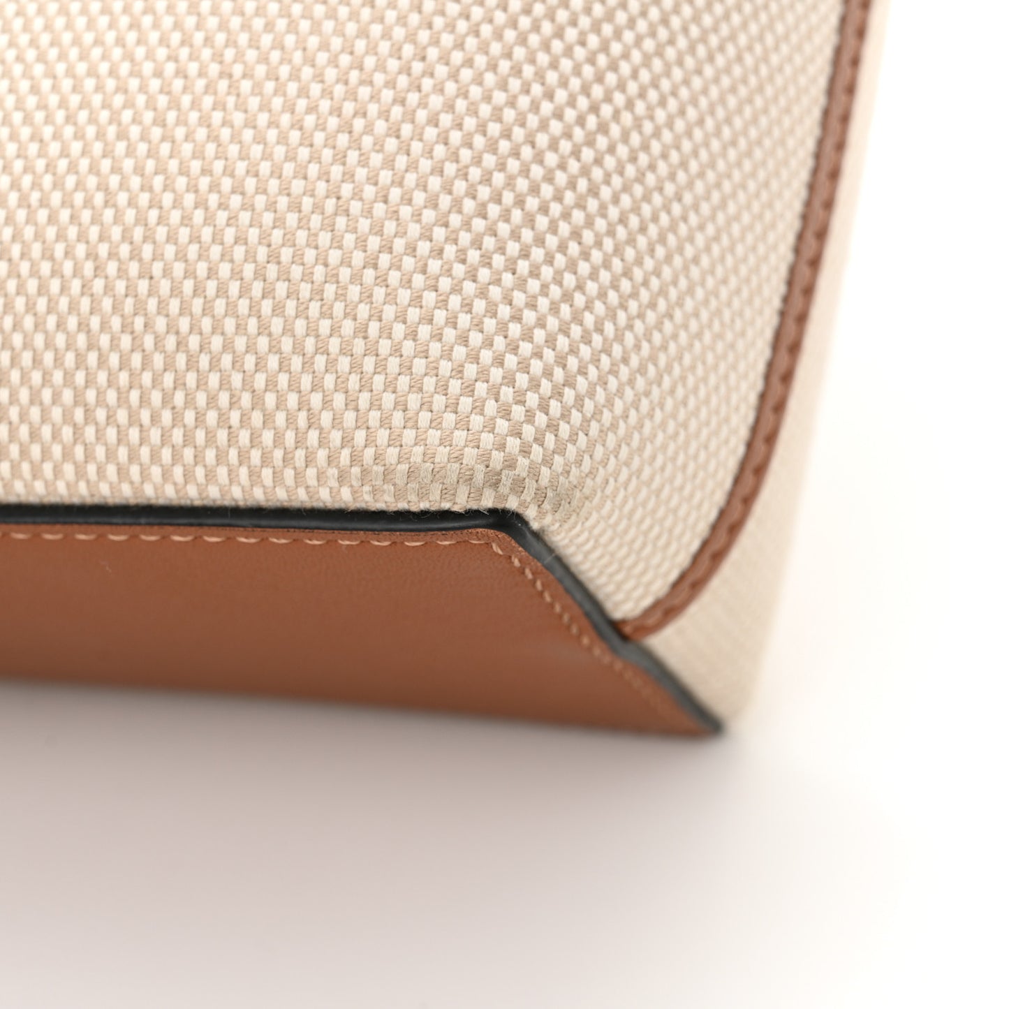 Canvas Calfskin Small Anagram Tote Ecru Tan
