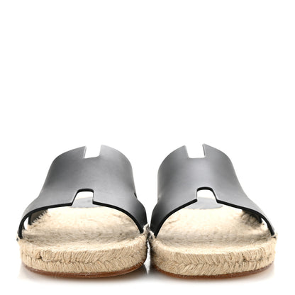 Hermes Calfskin Mens Antigua Espadrille Sandals 43 Black 3 of 10