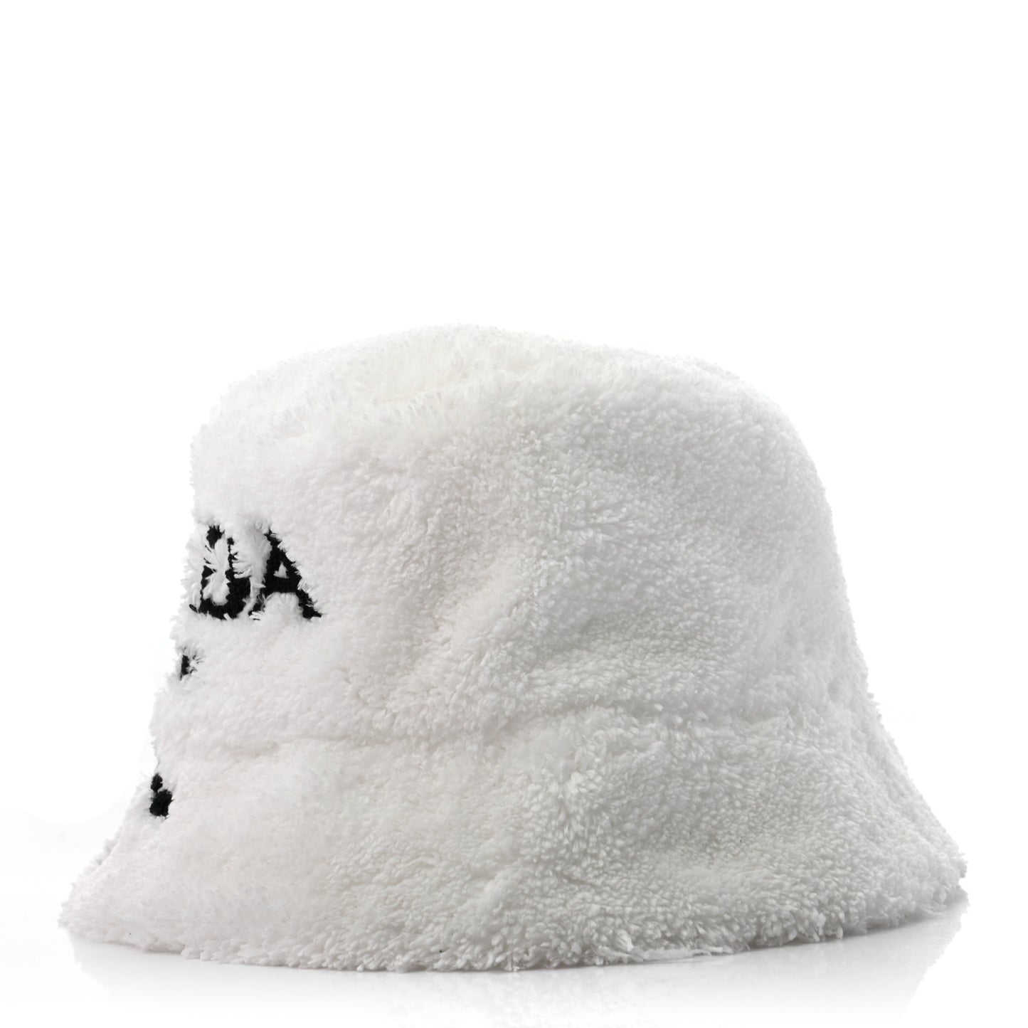 Terry Cloth Logo Embroidered Womens Bucket Hat S White Black