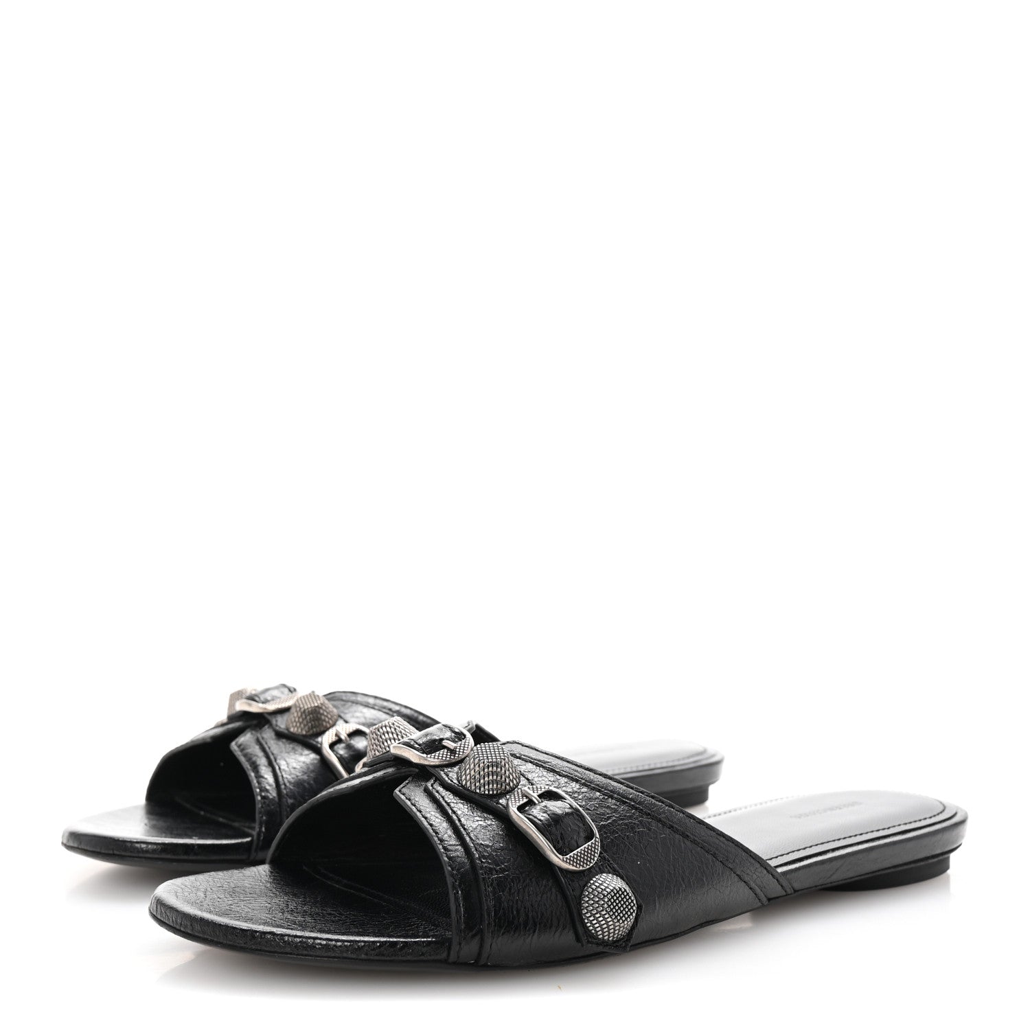 Balenciaga Agneau Arena Cagole Flat Slide Sandals 39 Black 4 of 10