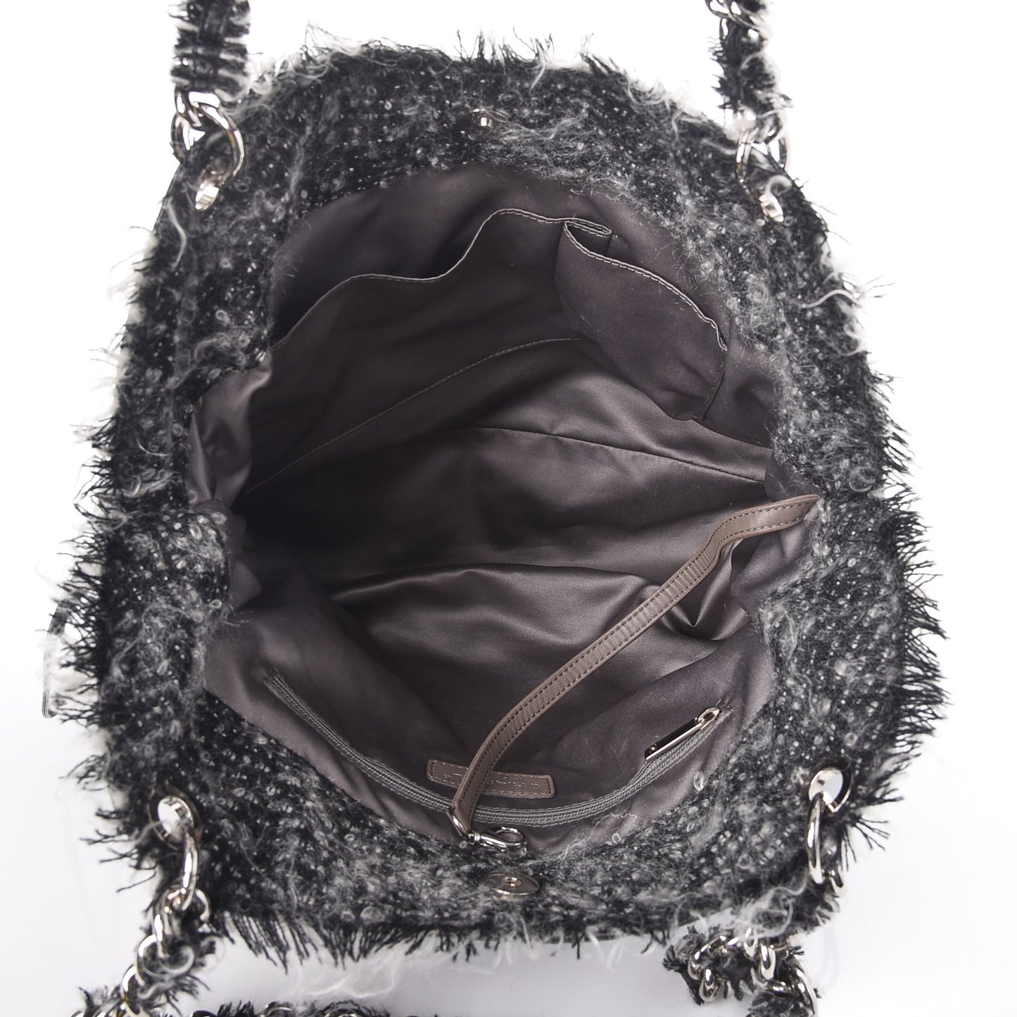 Tweed Lambskin Drawstring Tweedy Tote Black