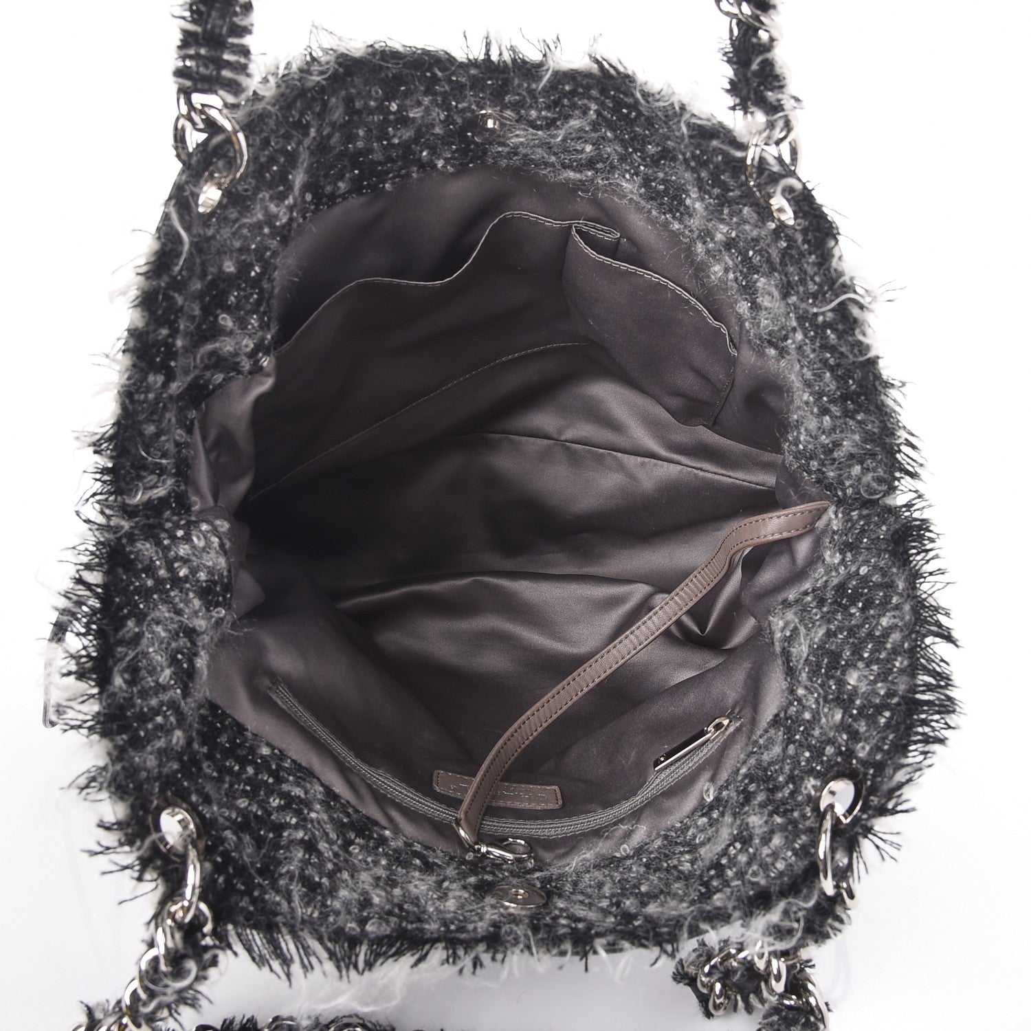 Chanel Tweed Lambskin Drawstring Tweedy Tote Black 5 of 11