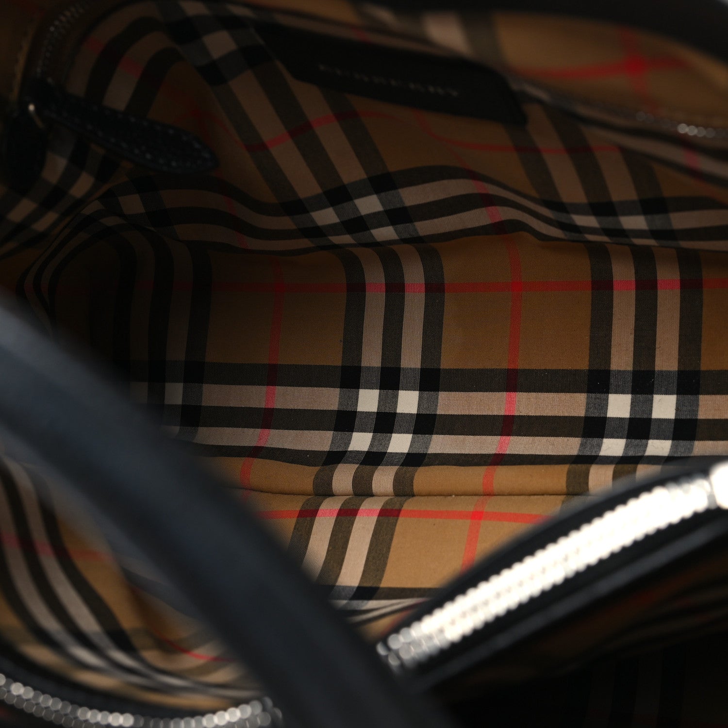 Burberry Derby Calfskin Medium Banner Tote Black 1880956