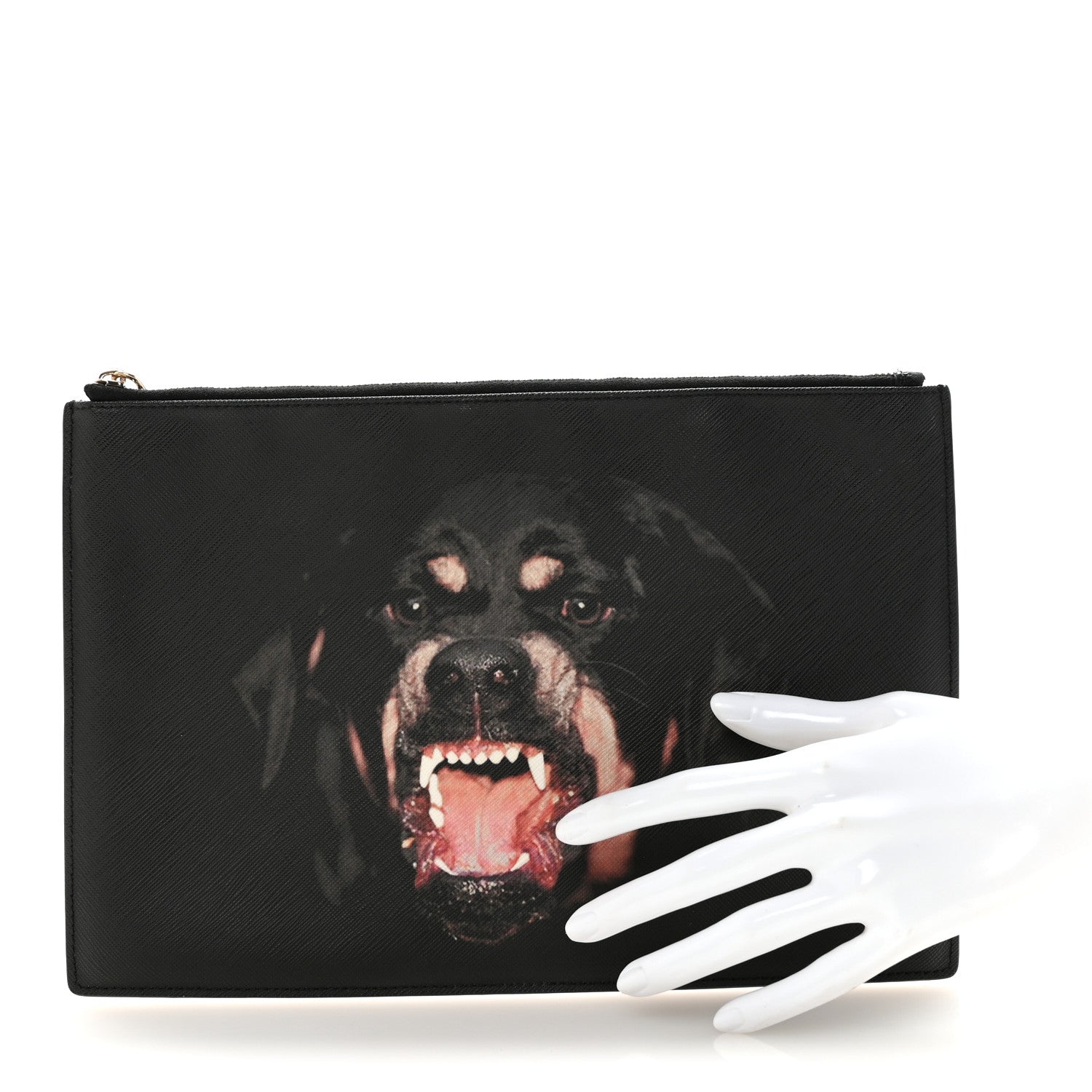 Givenchy Texutured Coated Canvas Rottweiler Print Medium Cosmetic Pouch Black 2 of 6
