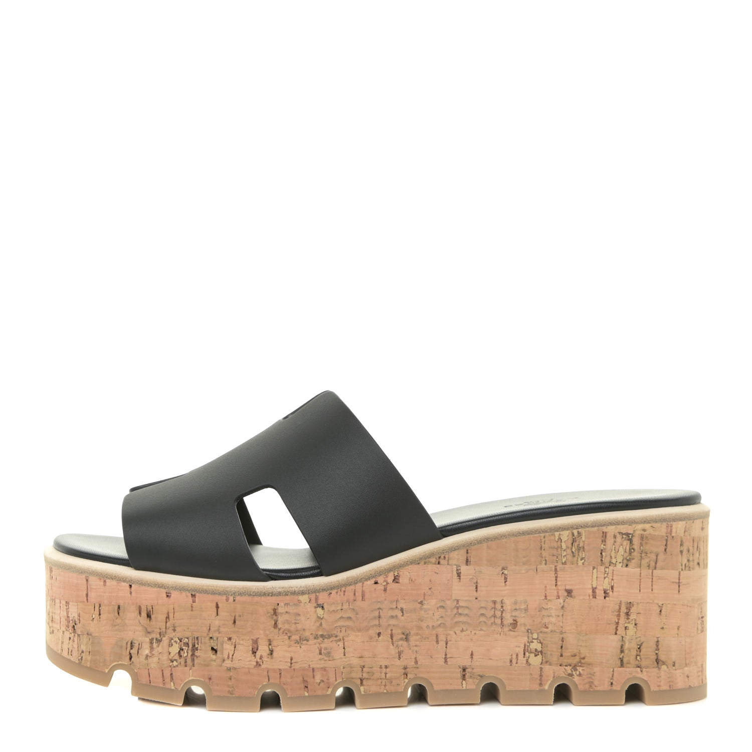 Hermes Calfskin Cork Eze 30 Sandals 38 Black 1 of 10