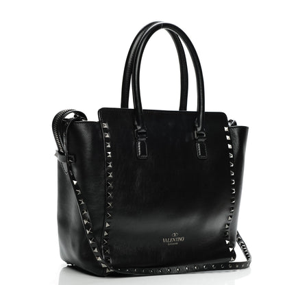 Valentino Garavani Vitello Rockstud Double Handle Tote Black 3 of 7