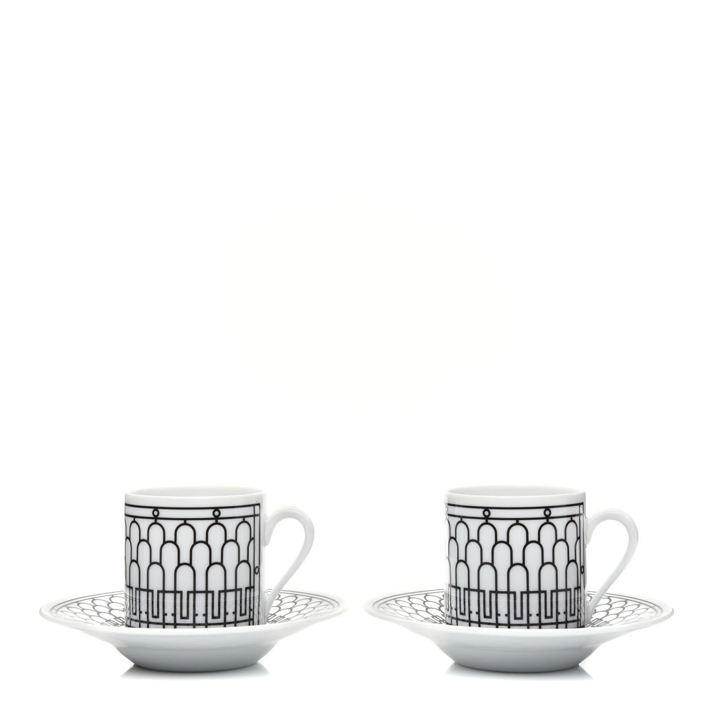 Porcelain H Deco Coffee Cup And Saucer Set Of 2 Black