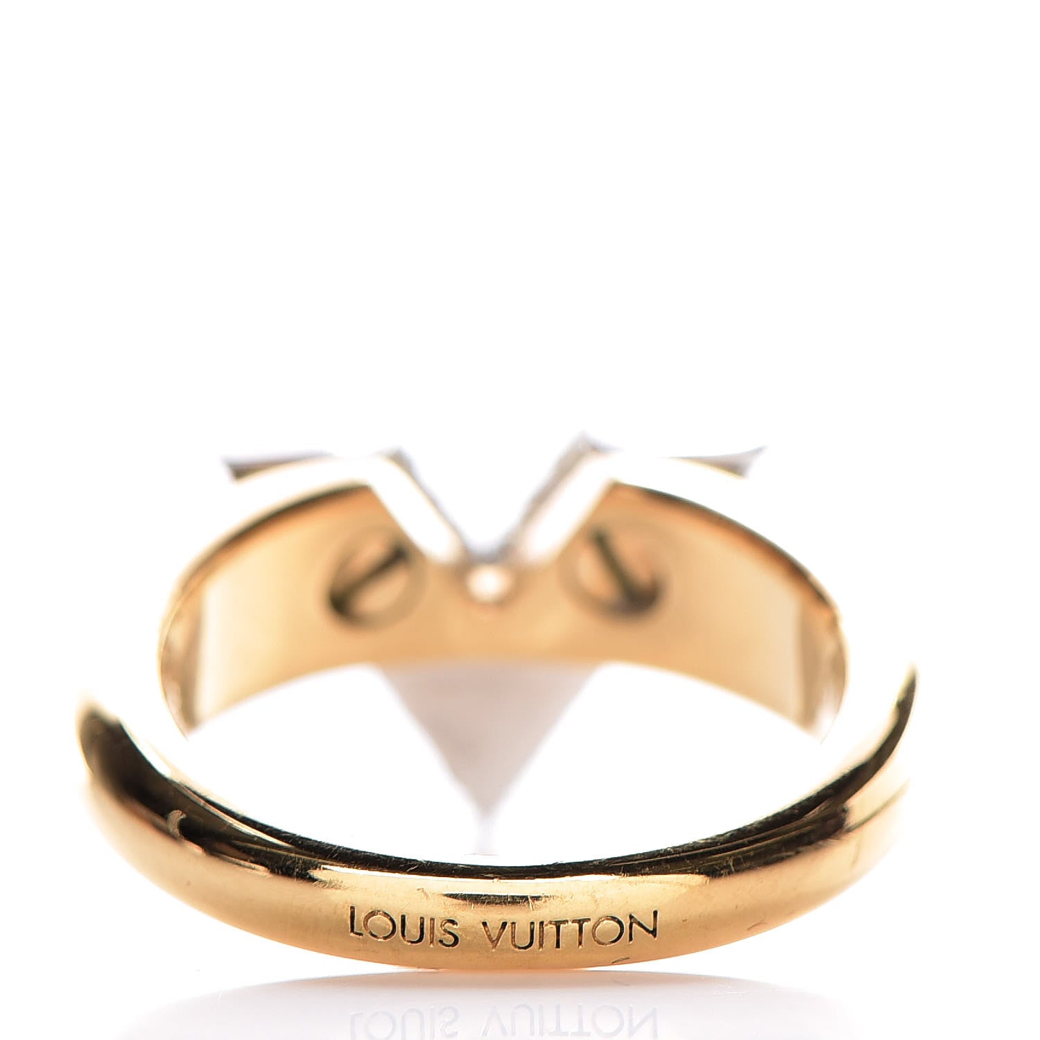Louis Vuitton Crystal Essential V Strass Ring L 7.5 Silver Gold 4 of 9