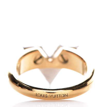 Louis Vuitton Crystal Essential V Strass Ring L 7.5 Silver Gold 4 of 9