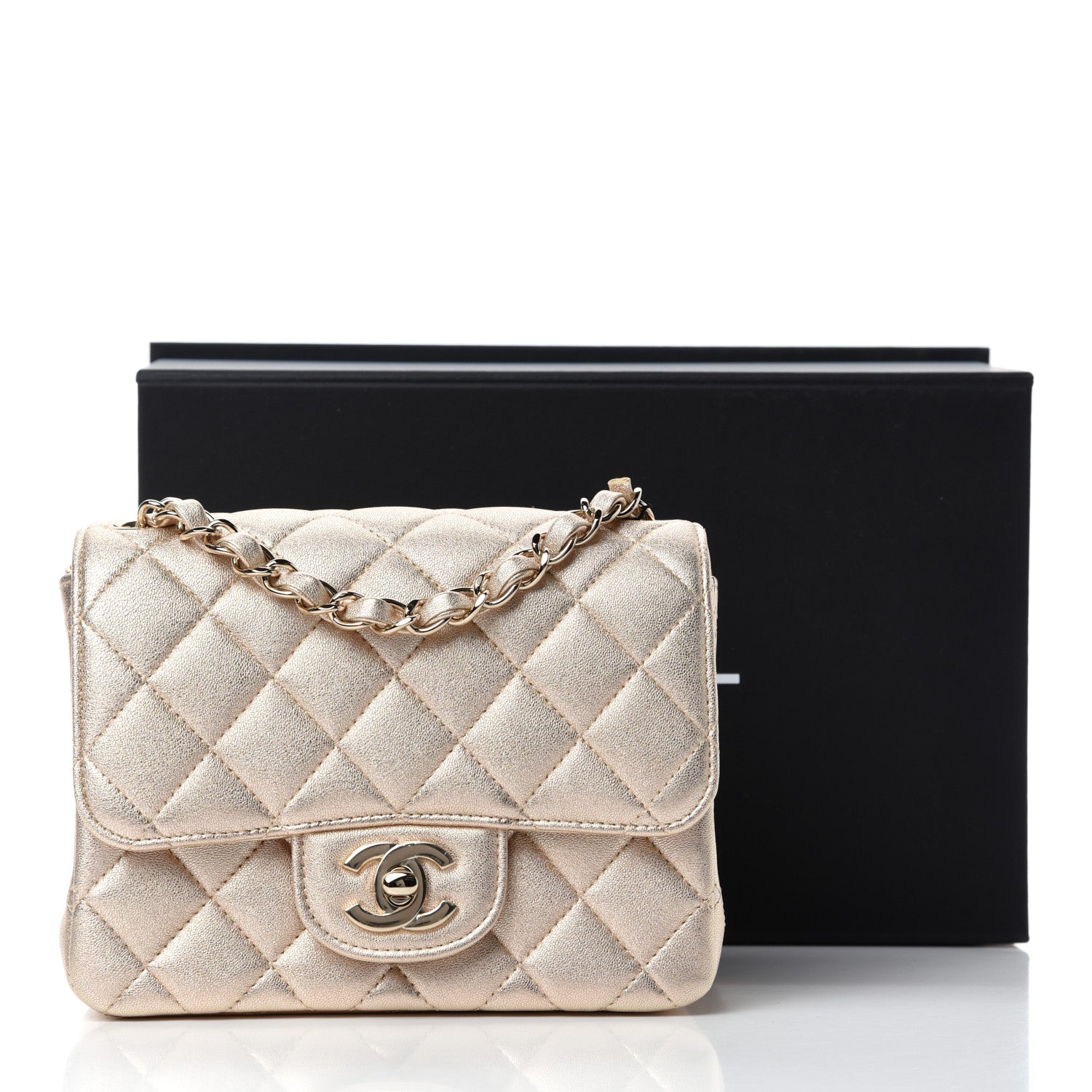 Chanel Metallic Lambskin Quilted Mini Square Flap Gold 11 of 11