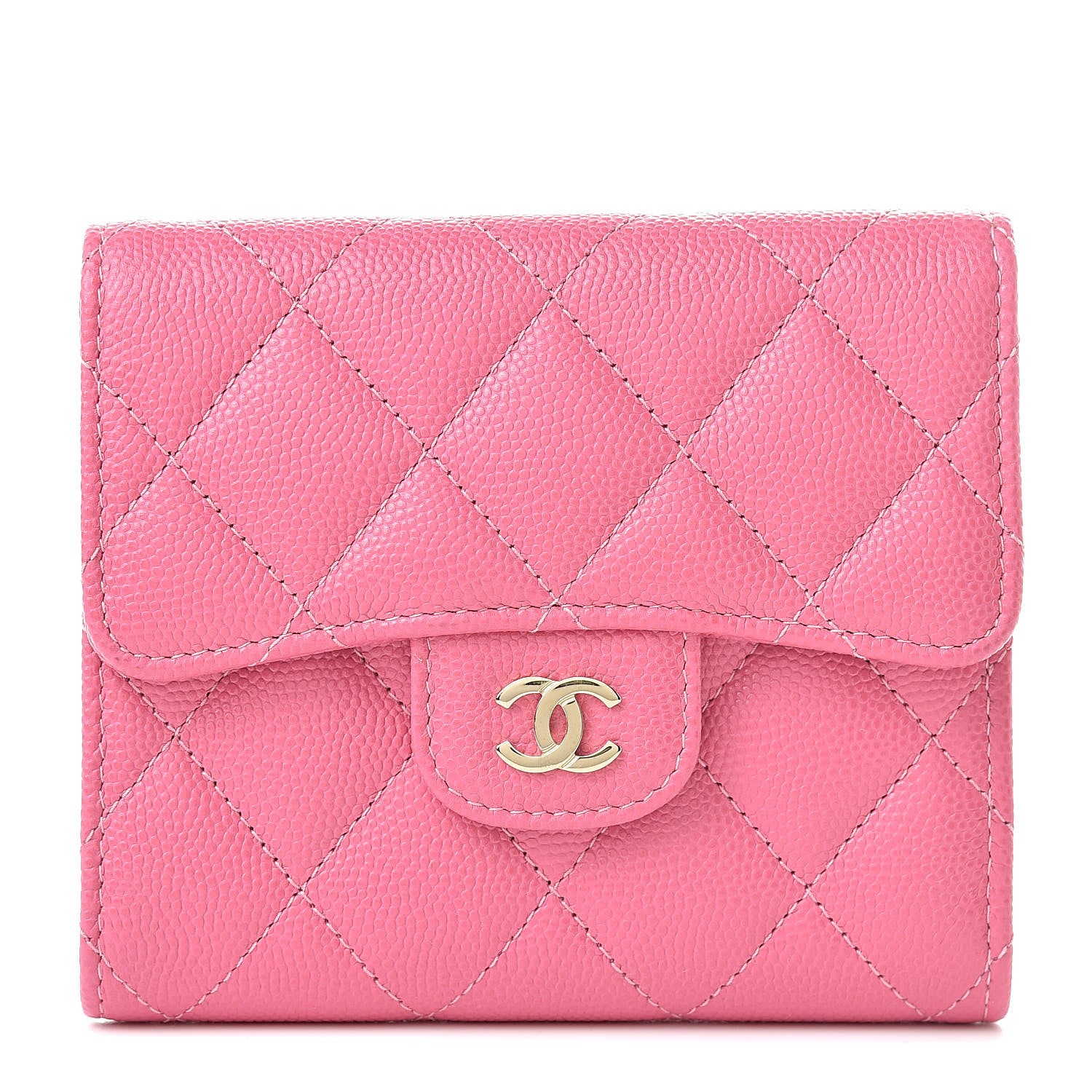 Chanel Caviar Quilted Compact Flap Wallet Pink 1 of 9