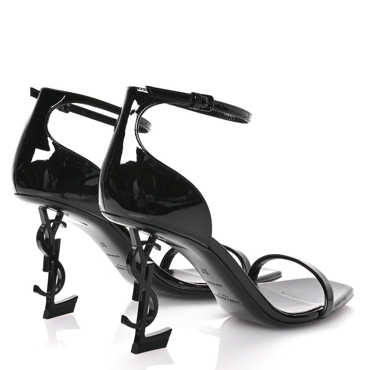 Saint Laurent Patent Calfskin Opyum 85 Sandals 37 Black 5 of 10