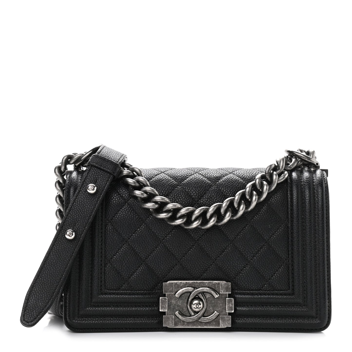 Caviar Quilted Small Boy Flap Black