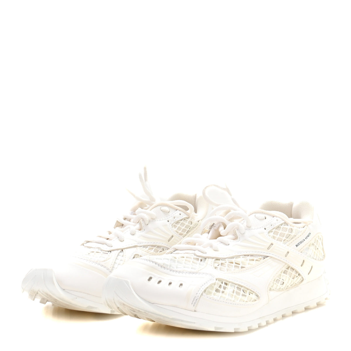 Calfskin Fishnet Fabric Orbit Sneakers 38 White