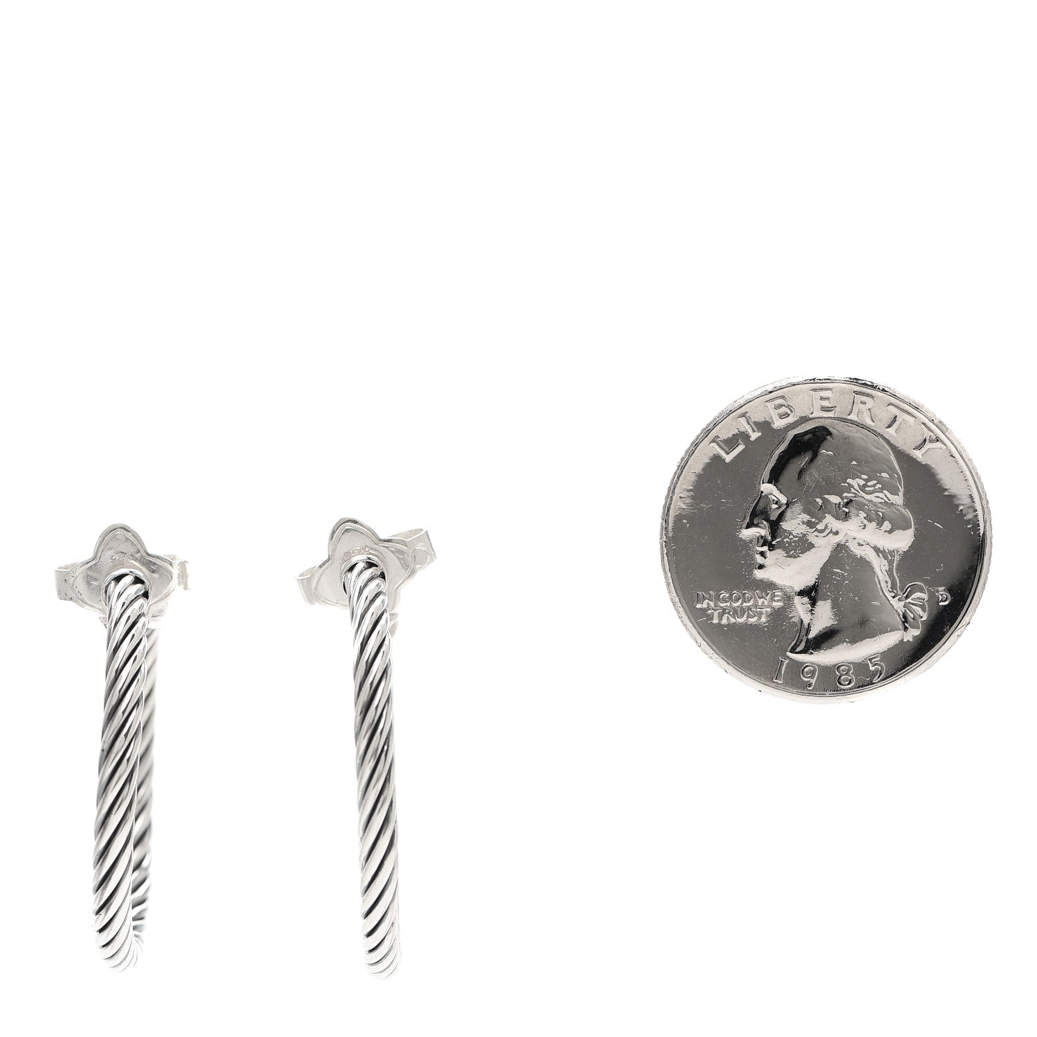 David Yurman Sterling Silver Small Cable Classics Hoop Earrings 2 of 8