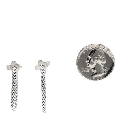 David Yurman Sterling Silver Small Cable Classics Hoop Earrings 2 of 8