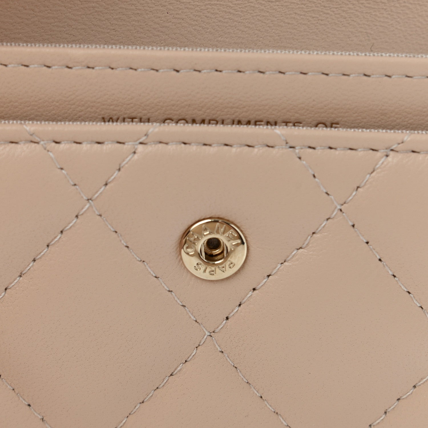 Chanel Lambskin Quilted Flap Card Holder Beige 7 of 10