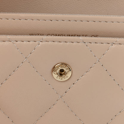 Chanel Lambskin Quilted Flap Card Holder Beige 7 of 10