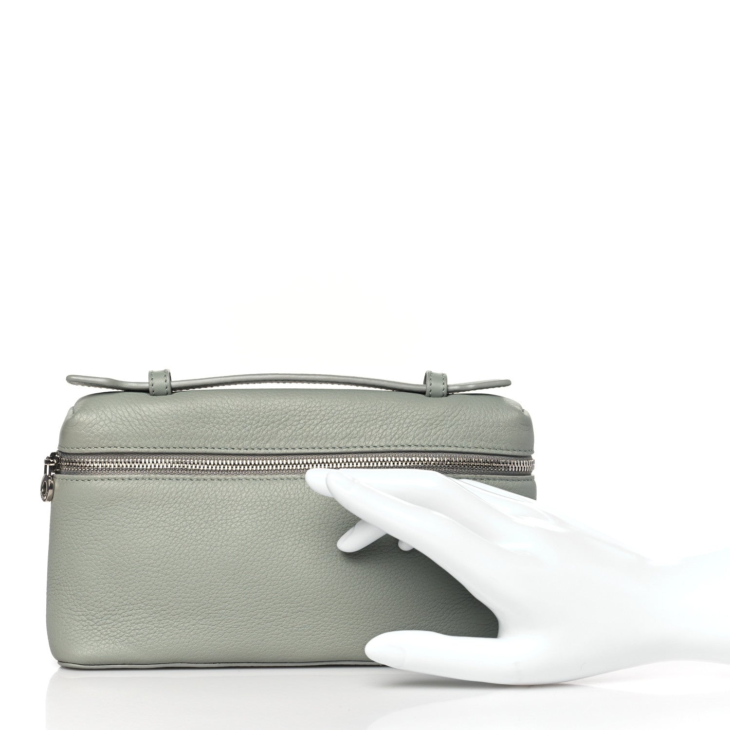 Loro Piana Grained Calfskin L19 Extra Pocket Pouch Eucalyptus 2 of 8