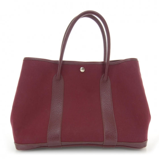 Hermes Toile Leather Garden Party PM Rouge Imperial 1 of 8