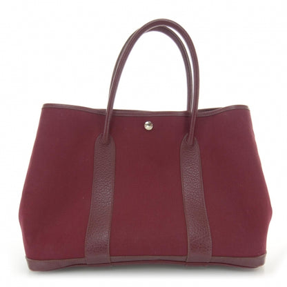 Hermes Toile Leather Garden Party PM Rouge Imperial 1 of 8