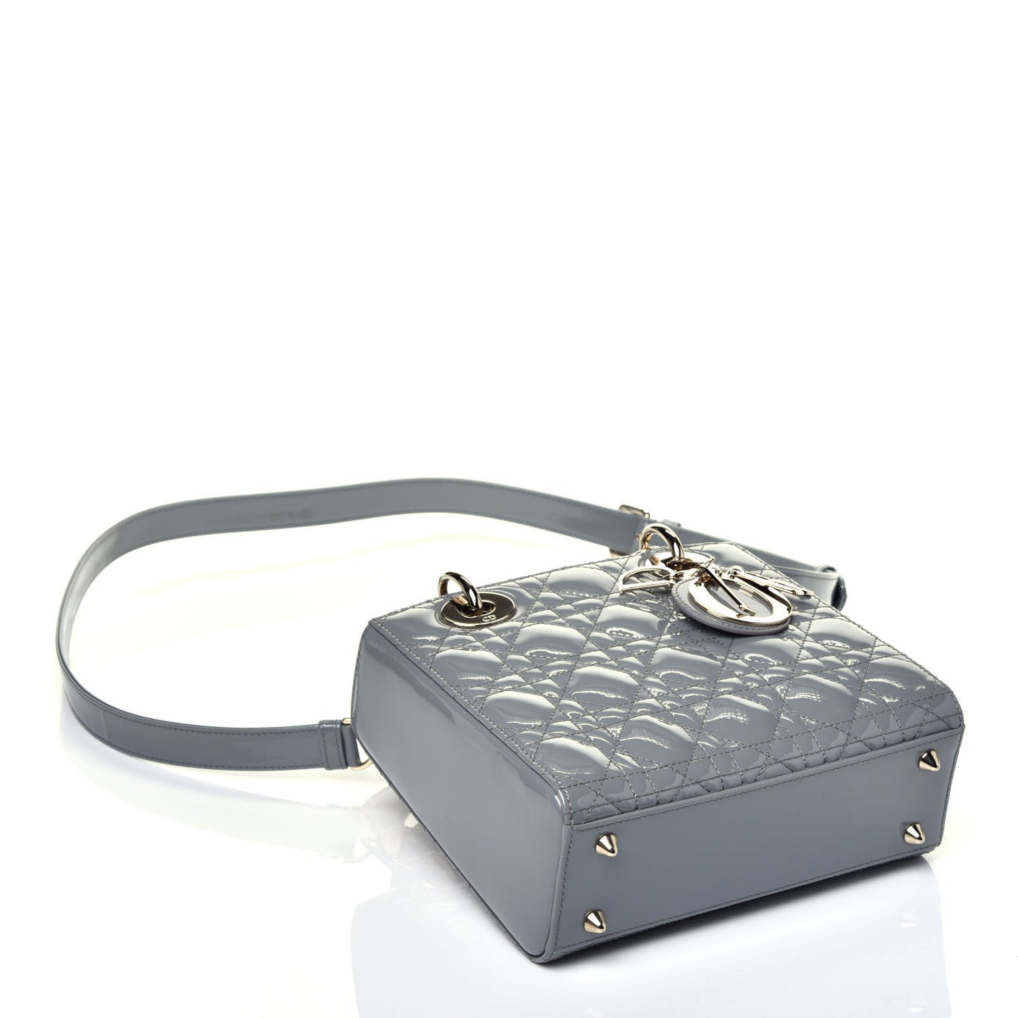 Patent Cannage Small Lady Dior Grey
