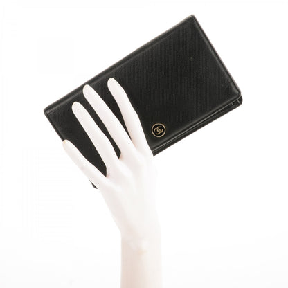 Chanel Grained Calfskin CC Button Yen Wallet Black 2 of 9