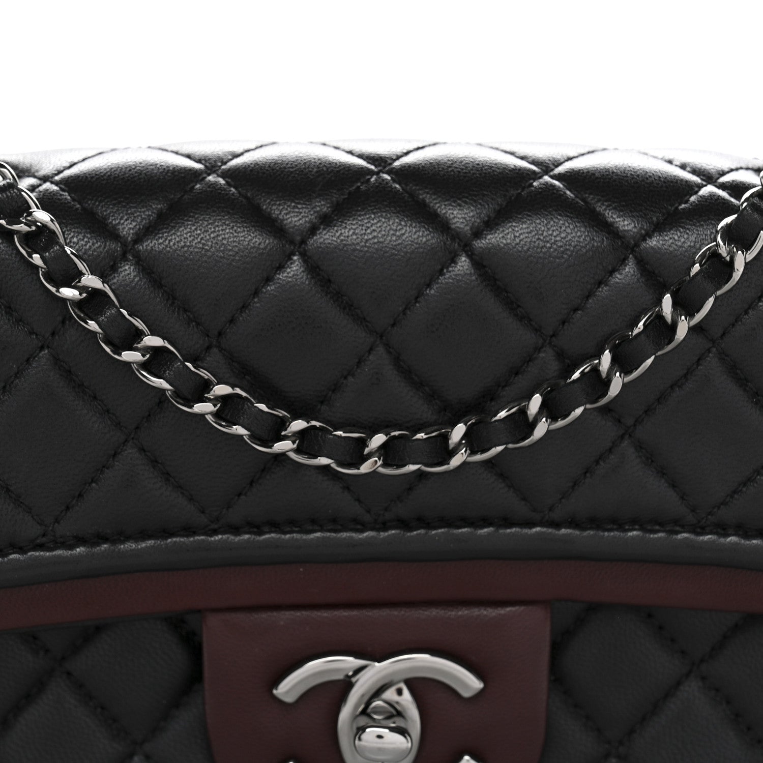 Chanel Lambskin Classic Twist Mini Rectangular Flap Black Burgundy 8 of 13