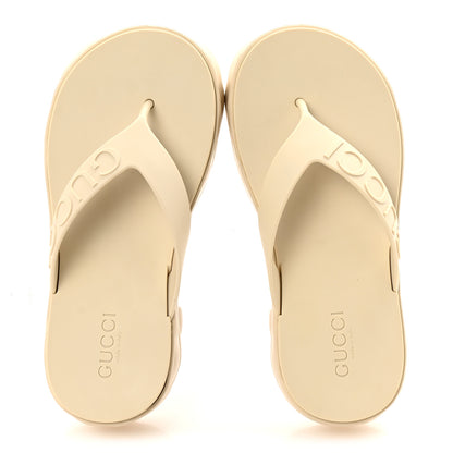 Gucci Rubber Chevron Logo Embossed Womens Thong Platform Sandals 39 Mystic White 2 of 10