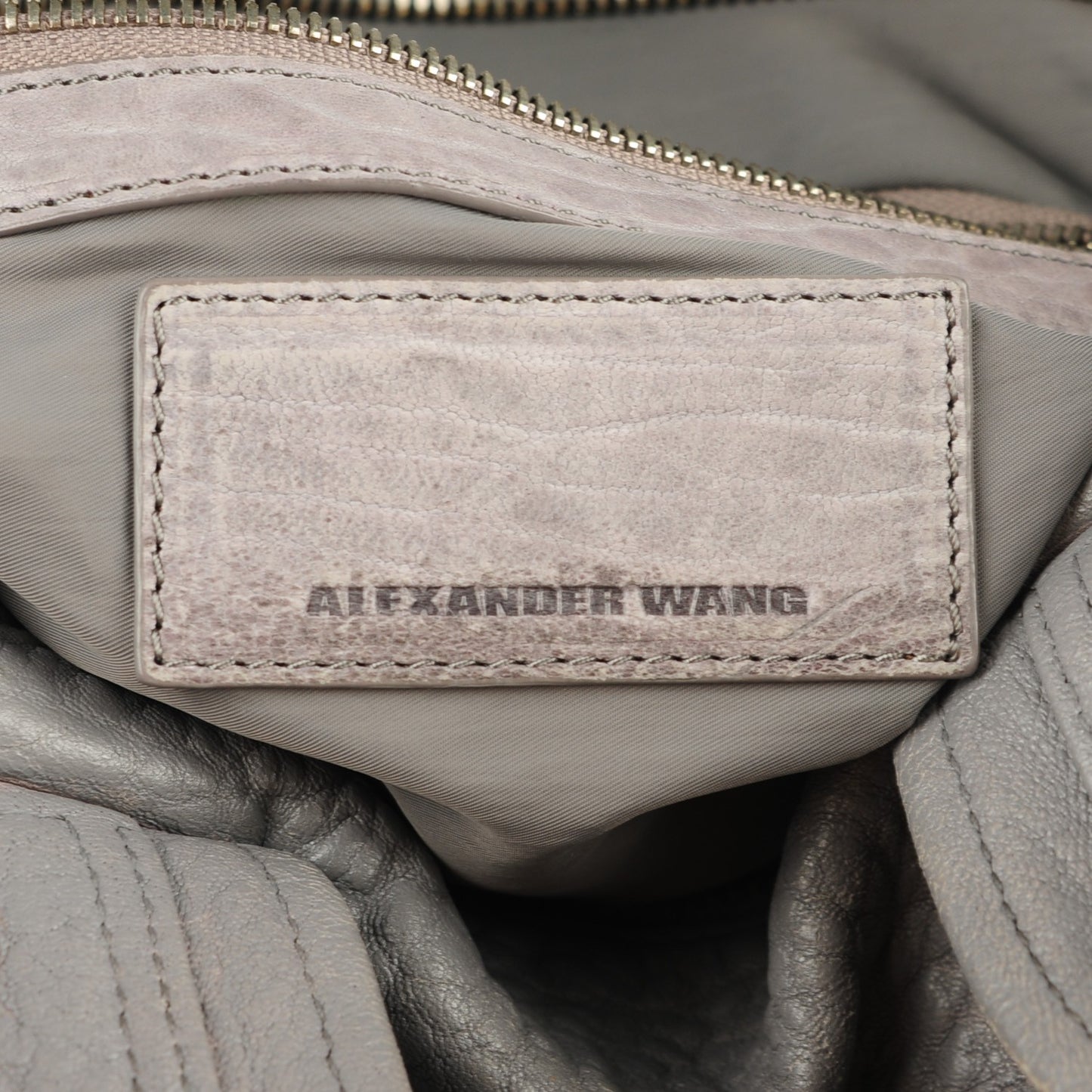 Pebbled Lambskin Rocco Oyster Silver Hardware