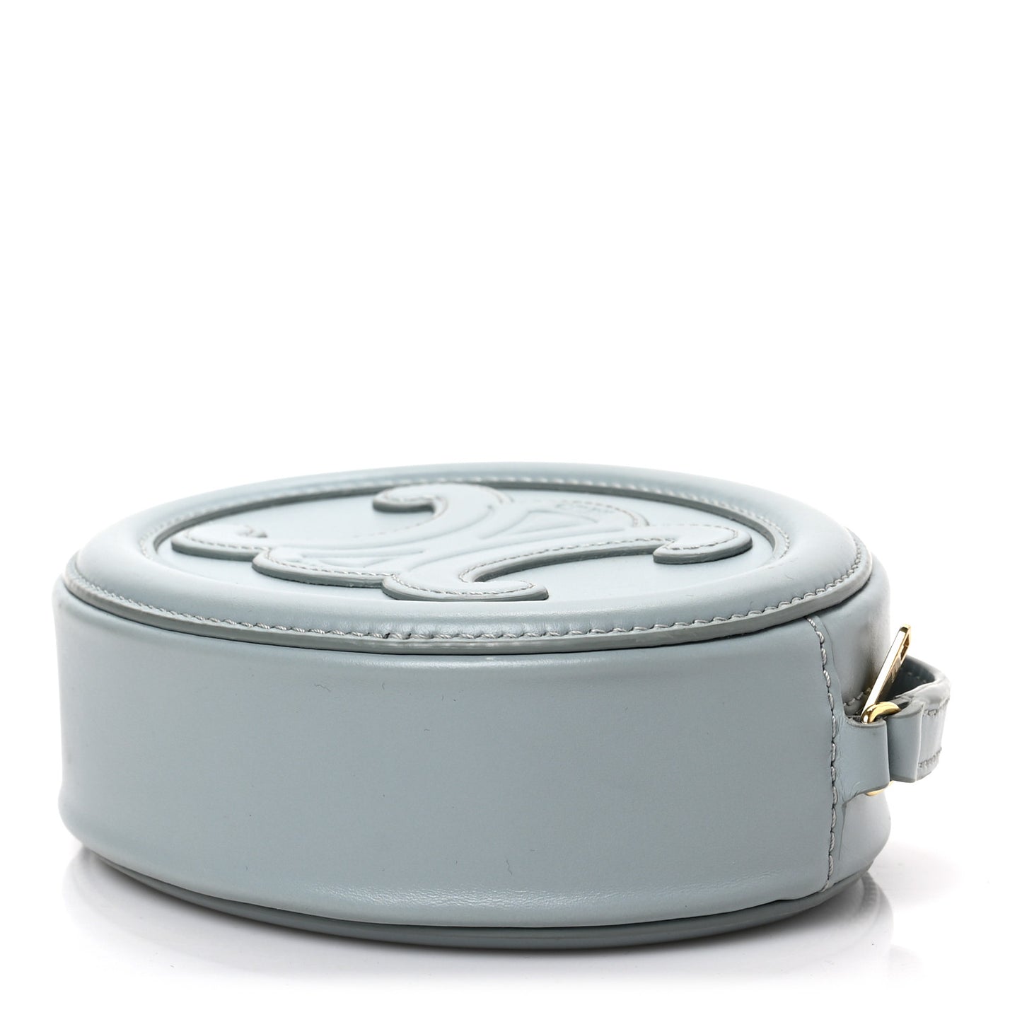 Smooth Calfskin Cuir Small Triomphe Oval Crossbody Purse Ice Blue