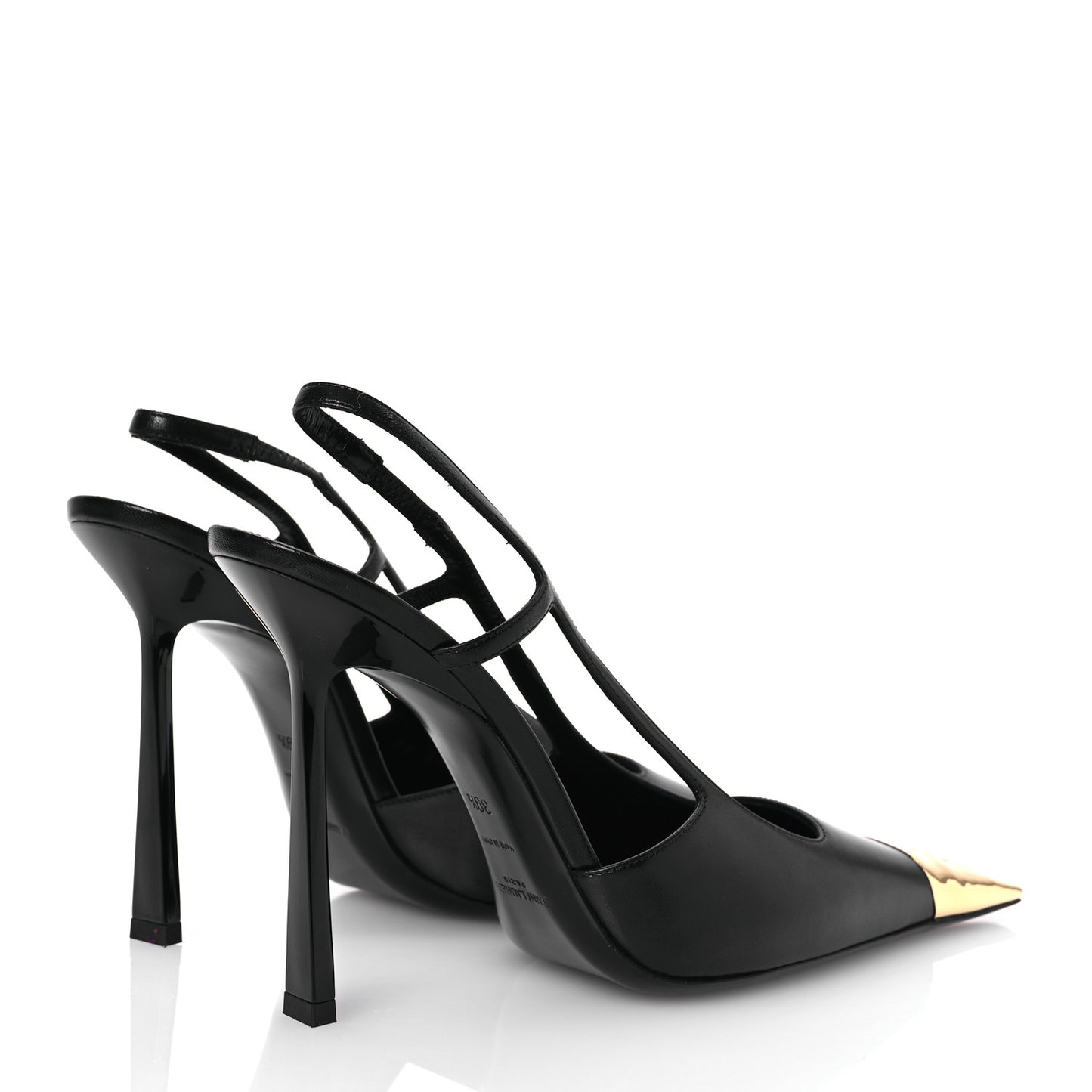 Smooth Calfskin Jeanne 110 Slingback Pumps 39.5 Black Gold