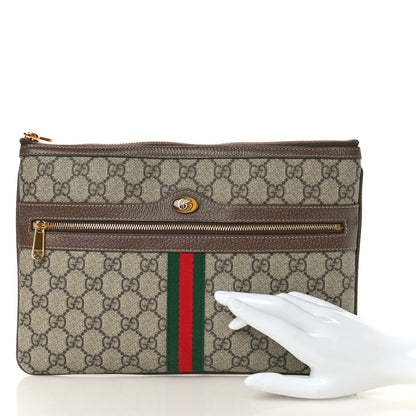 Gucci GG Supreme Monogram Large Ophidia Pouch Clutch Brown 2 of 8