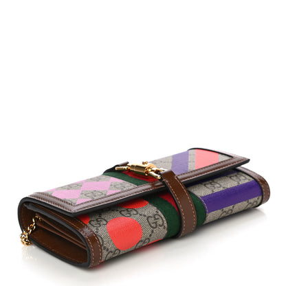 Gucci GG Supreme Monogram Geometric Web Jackie 1961 Chain Wallet Beige Multicolor Brown Sugar 4 of 10