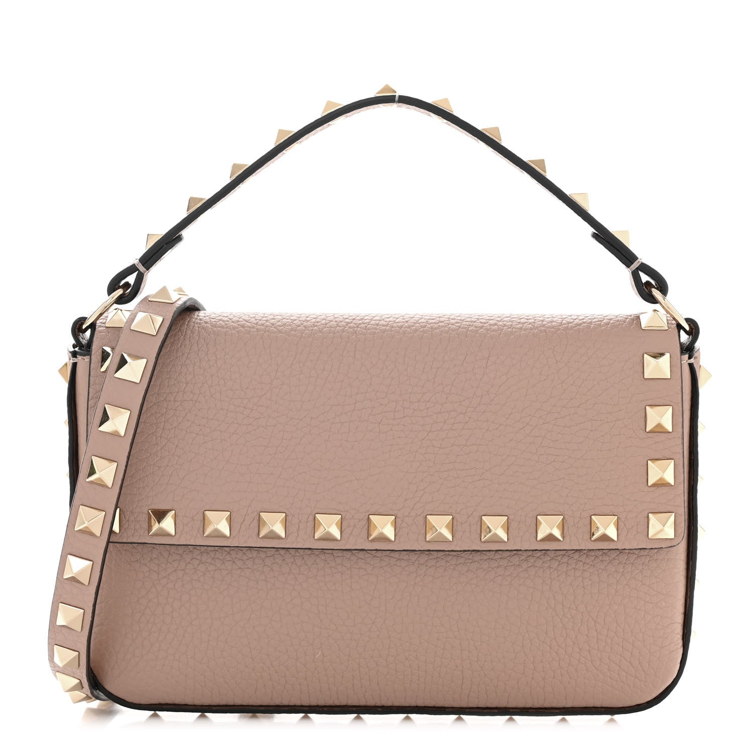 Valentino Garavani Grainy Calfskin Rockstud Crossbody Pouch Poudre 1 of 10