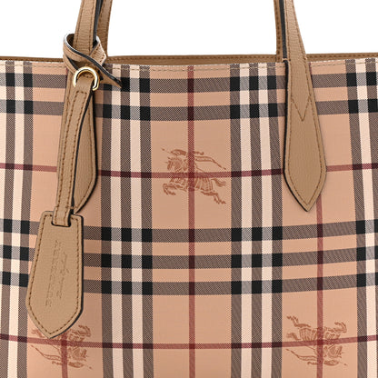 Burberry Grainy Calfskin Haymarket Check Small Reversible Tote Mid Camel 14 of 25