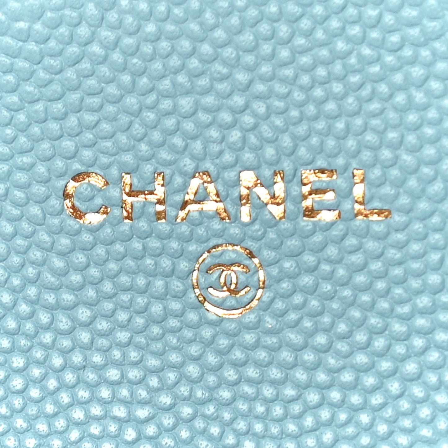 Caviar Quilted Flap Card Holder Wallet Light Blue